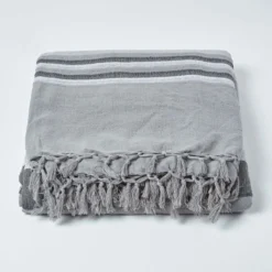Tagesdecke Morocco, Grau Gestreift, 255 X 360 Cm -Homescapes Sale Haus 02 sf1292a morocco grey throw