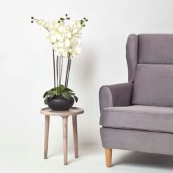 Kunstblume Orchidee Gesteck Creme Mit Schwarzem Keramiktopf -Homescapes Sale Haus ap1175 06