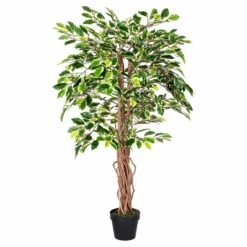 Kunstbaum Ficus Benjamini Grün Weiß 122 Cm