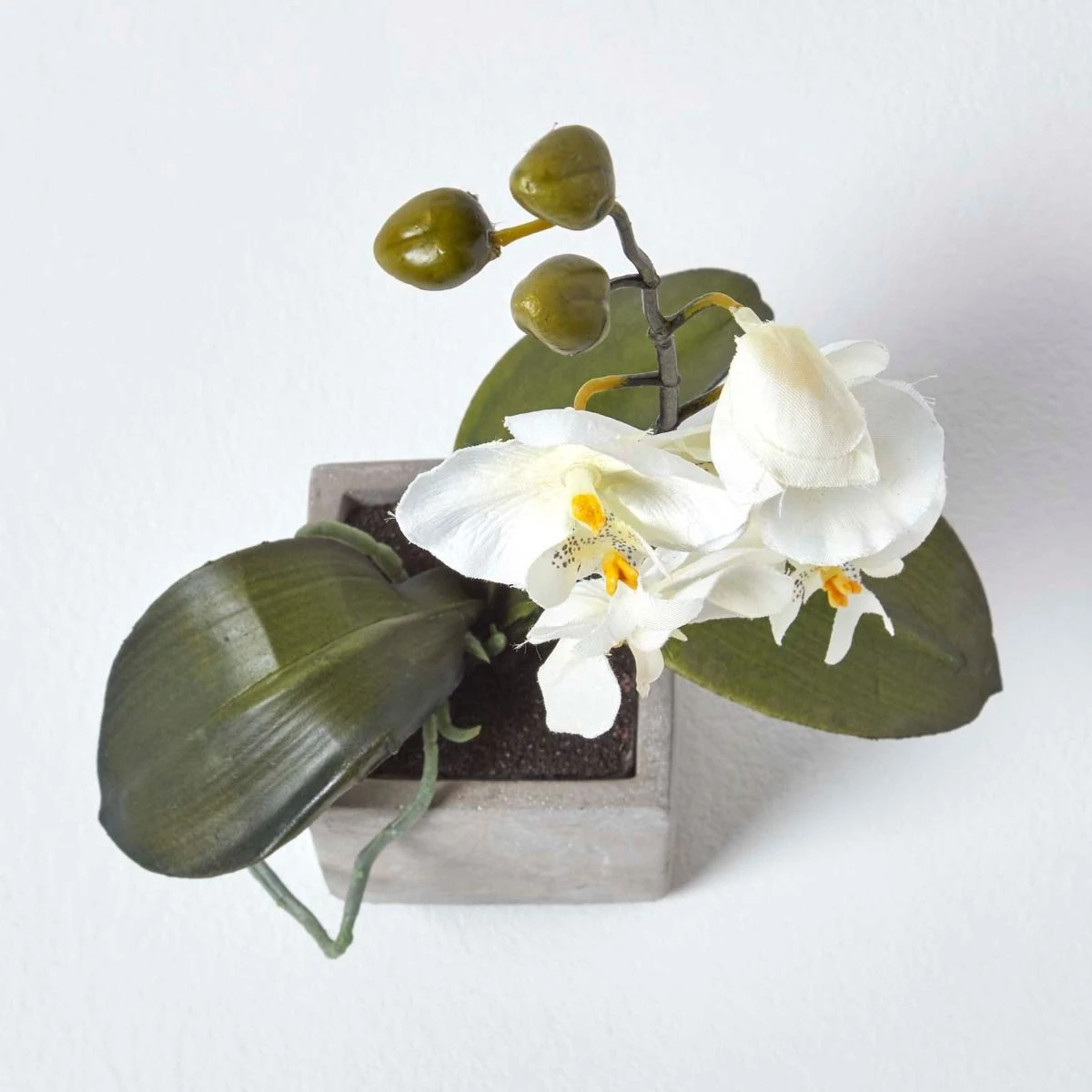 Kunstblume Orchidee Weiß In Stein Topf 40 Cm 2 Kunstblume Orchidee Weiß In Stein Topf 40 Cm – Bild 2