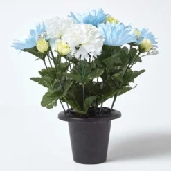 Blaue Und Weiße Künstliche Blumen In Einer Grabvase 10 Blaue Und Weiße Künstliche Blumen In Einer Grabvase -Homescapes Sale Haus ap1283a 05