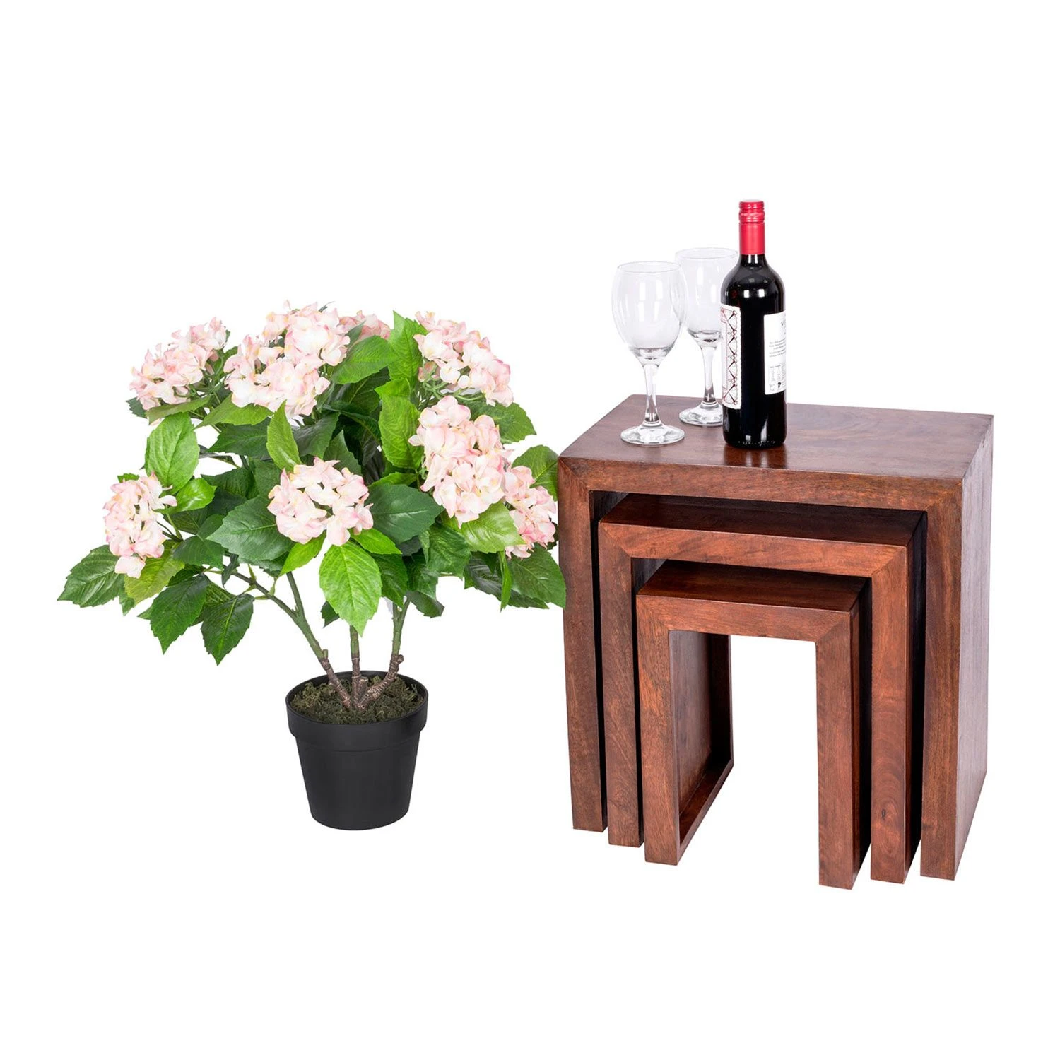 Kunstpflanze Pink 'Hortensie' Im Topf, 70 Cm 2 Kunstpflanze Pink 'Hortensie' Im Topf, 70 Cm – Bild 2