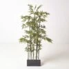 Artificial 6ft Bamboo Tree In Black Wooden Planter