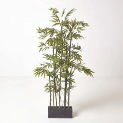 Artificial 6ft Bamboo Tree In Black Wooden Planter