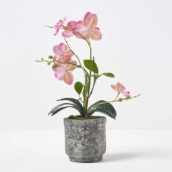Künstliche Pinke Phalaenopsis-Orchidee Im Grauen Zement-Topf, 40 Cm 12 Künstliche Pinke Phalaenopsis-Orchidee Im Grauen Zement-Topf, 40 Cm -Homescapes Sale Haus ap1562 6