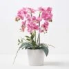 Künstliche Pinke Phalaenopsis-Orchidee Im Weißen Keramik-Topf, 54 Cm