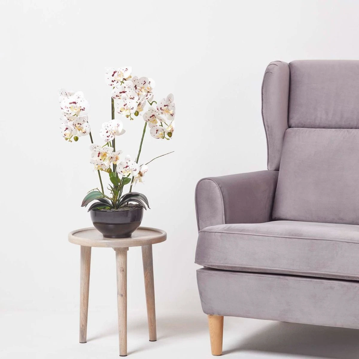 Künstliche Weiße Phalaenopsis-Orchidee Im Schwarzen Keramik-Topf, 62 Cm 2 Künstliche Weiße Phalaenopsis-Orchidee Im Schwarzen Keramik-Topf, 62 Cm – Bild 2