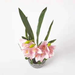 Künstliche Pinke Orchidee Im Dunkelgrauen Zement-Topf, 58 Cm -Homescapes Sale Haus ap1589 3