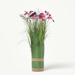 Kunstgras-Deko Mit Schmetterlingen Und Blüten, 35 Cm Groß, Violett -Homescapes Sale Haus ap1631 5