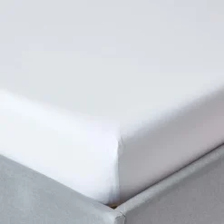 Perkal-Spannbettlaken Extra Hoch – Weiß, 100 % Ägyptische Baumwolle, Fadendichte 200