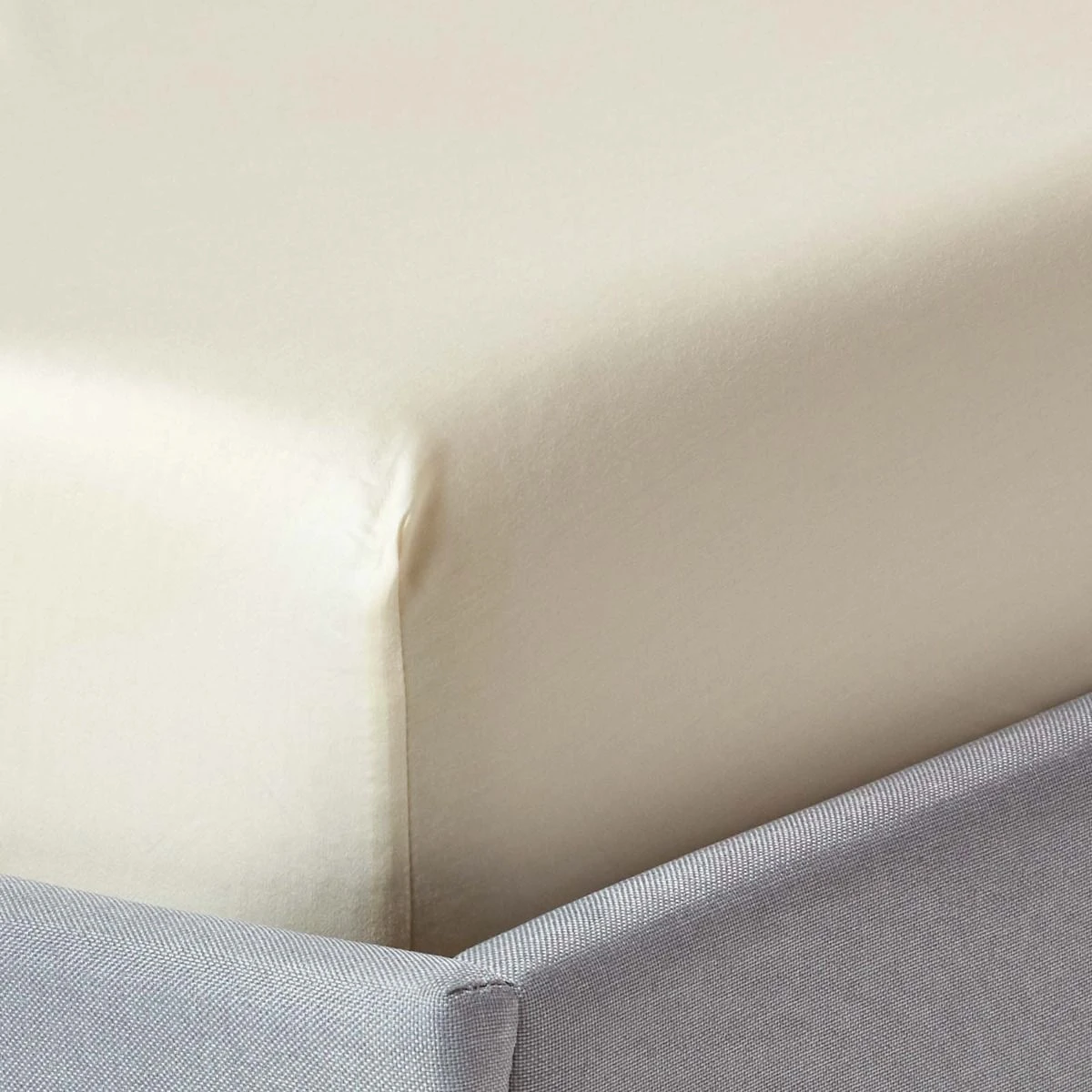 Satin-Spannbettlaken Bio-Baumwolle - Creme-vanille 1 Satin-Spannbettlaken Bio-Baumwolle - Creme-vanille