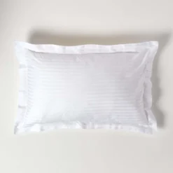 Kissenbezug 48 X 74 Cm, Satin-Streifen Mit Stehsaum – Weiß, Fadendichte 330