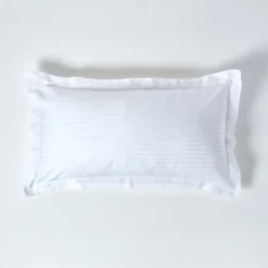 Kissenbezug 50 X 90 Cm, Satin-Streifen Mit Stehsaum – Weiß, Fadendichte 330