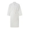 Large White Cotton Waffle Bathrobe With Shawl Collar