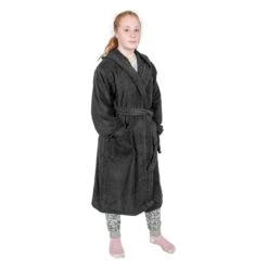 Schwarzer Frotté-Kinderbademantel Mit Kapuze, Größe S -Homescapes Sale Haus bt1242 4