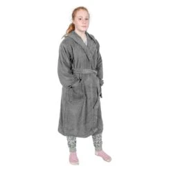 Dunkelgrauer Frotté-Kinderbademantel Mit Kapuze, Größe S 8 Dunkelgrauer Frotté-Kinderbademantel Mit Kapuze, Größe S -Homescapes Sale Haus bt1246 4