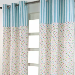 Homescapes Sale Haus -Homescapes Sale Haus cotton multi stars ready made eyelet curtain pair 3