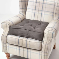 Komfortables Sesselkissen Mit Veloursbezug – Sitzkissen Taupe-grau, 50 X 50 Cm