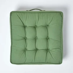 Dickes Sitzkissen 50 X 50 Cm Grün – Bequemes Sesselkissen Mit Baumwollbezug -Homescapes Sale Haus cu1201 03