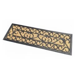 Verschnörkelte Fußmatte Kokos Mit Gummi, Rutschfest