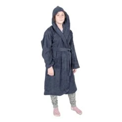 Marineblauer Frotté-Kinderbademantel Mit Kapuze