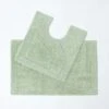 2 Teiliges Luxus Badematten Set 100% Baumwolle Lindgrün