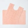 2 Teiliges Luxus Badematten Set 100% Baumwolle Pfirsich