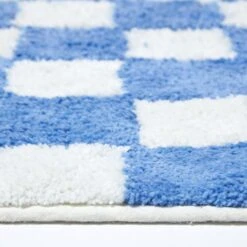 Karierte Rutschfeste Badematte 100% Baumwolle, Blau Und Weiß -Homescapes Sale Haus httpsimages.vikkit.co .ukhomescapesbathbath matsbt13413 bt1341 blue white check cotton bath mat