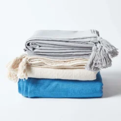 Tagesdecke Rajput, 100% Baumwolle, Blau, 255 X 360 Cm -Homescapes Sale Haus httpsimages.vikkit.co .ukhomescapesthrowsrajputsf11717 sf1171 cotton rajput ribbed blue throw