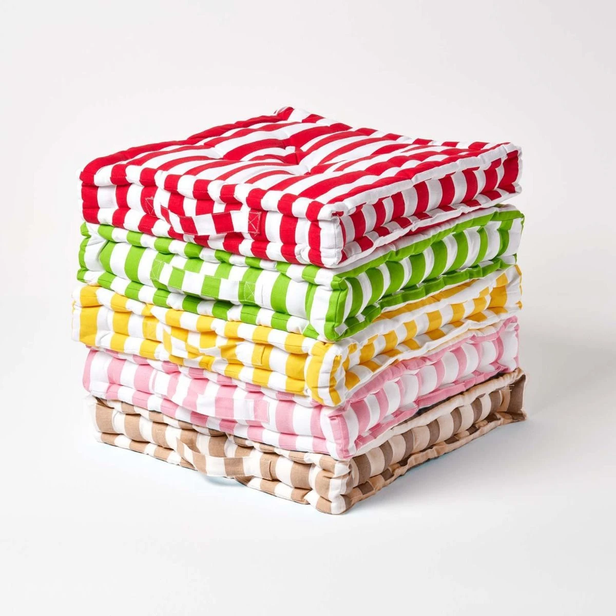 Sitzkissen Breite Streifen Beige 100% Baumwolle 6 Sitzkissen Breite Streifen Beige 100% Baumwolle – Bild 6