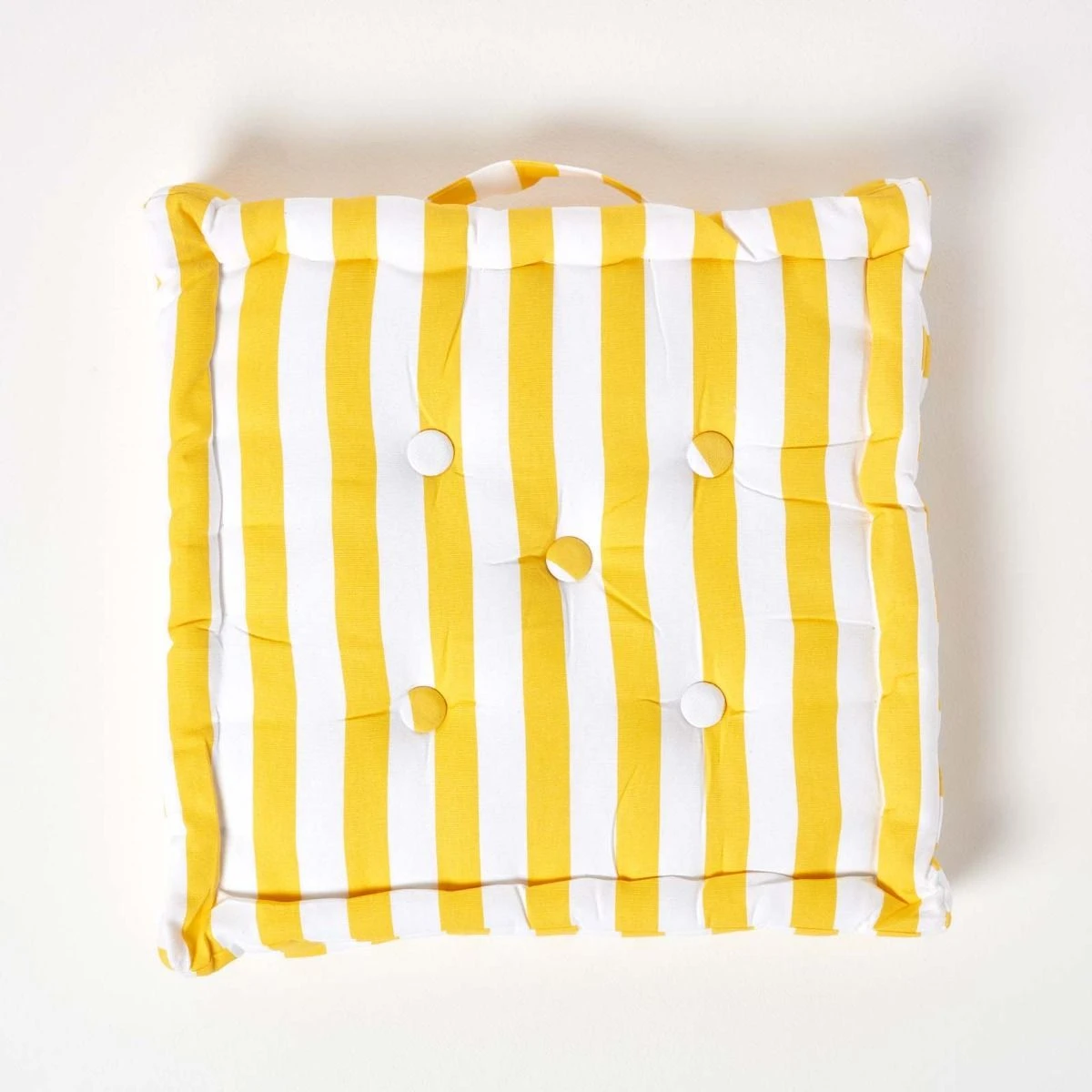 Sitzkissen Breite Streifen Gelb 100% Baumwolle 3 Sitzkissen Breite Streifen Gelb 100% Baumwolle – Bild 3