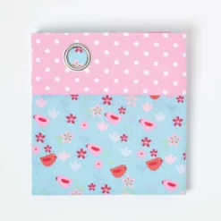 Gardinen Mit Ösen Vögel & Blumen Rot Blau Im 2er Set 100% Baumwolle -Homescapes Sale Haus kt1392 1