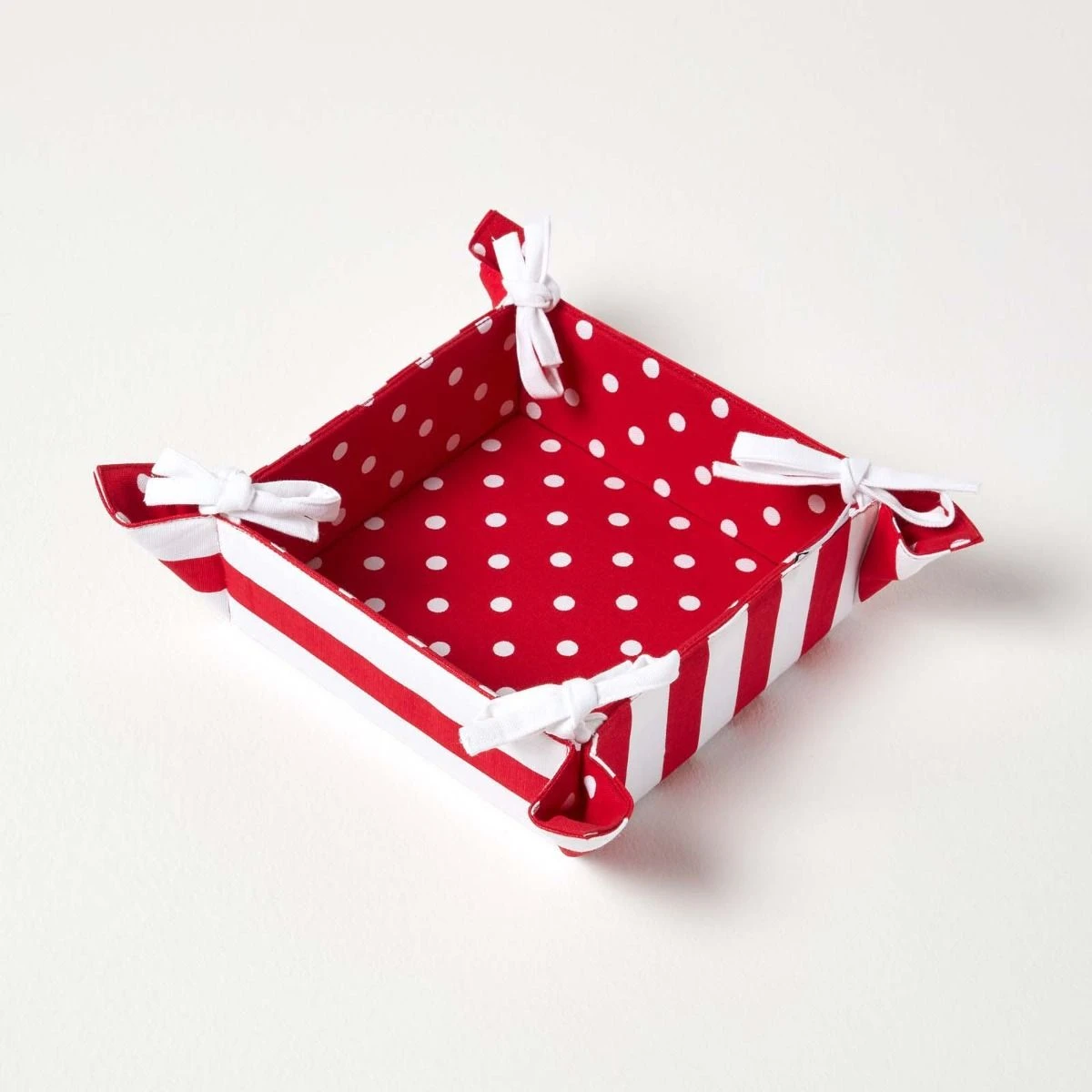 Brotkorb Stoff Wendemuster Polka Dots Rot 1 Brotkorb Stoff Wendemuster Polka Dots Rot