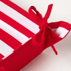 Brotkorb Stoff Wendemuster Breite Streifen Rot -Homescapes Sale Haus kt1585 04