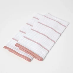 2er Pack Geschirrtücher, Weiß-orange, 100% Türkische Baumwolle, 50 X 70 Cm