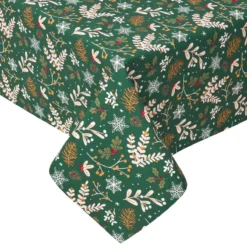 Festive Forest 100 % Baumwolle Grüne Weihnachtstischdecke
