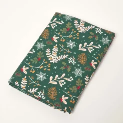 Festive Forest 100 % Baumwolle Grüne Weihnachtstischdecke -Homescapes Sale Haus kt1646a 05 1