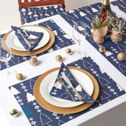 Weihnachtsservietten Winterland, 4er Set, Blau -Homescapes Sale Haus kt1669 3