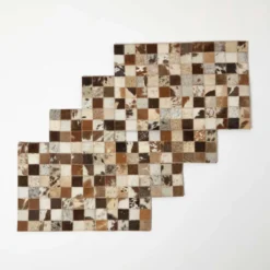 4er-Set Leder Tischsets Patchwork-Karo, Je 46 X 30 Cm – Platzsets Aus Fell Und Filz -Homescapes Sale Haus kt1685 1