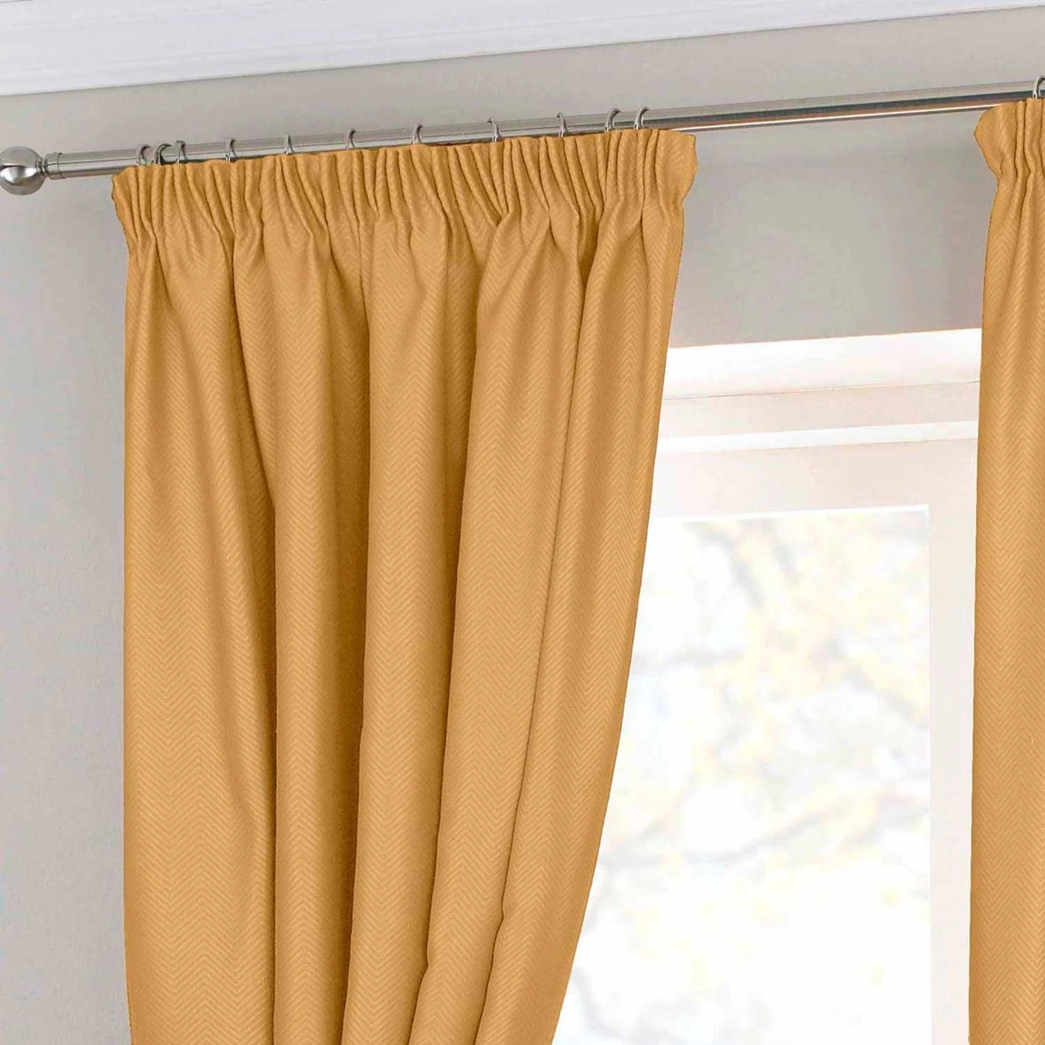 Verdunkelungsvorhang Kräuselband Chevron Senf 2 Stück 2 Verdunkelungsvorhang Kräuselband Chevron Senf 2 Stück – Bild 2