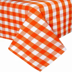 Orange Karierte Tischdecke Aus 100% Baumwolle