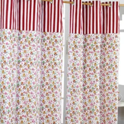 Gardinen Mit Ösen Eule Rot Rosa Weiss Im 2er Set 100% Baumwolle