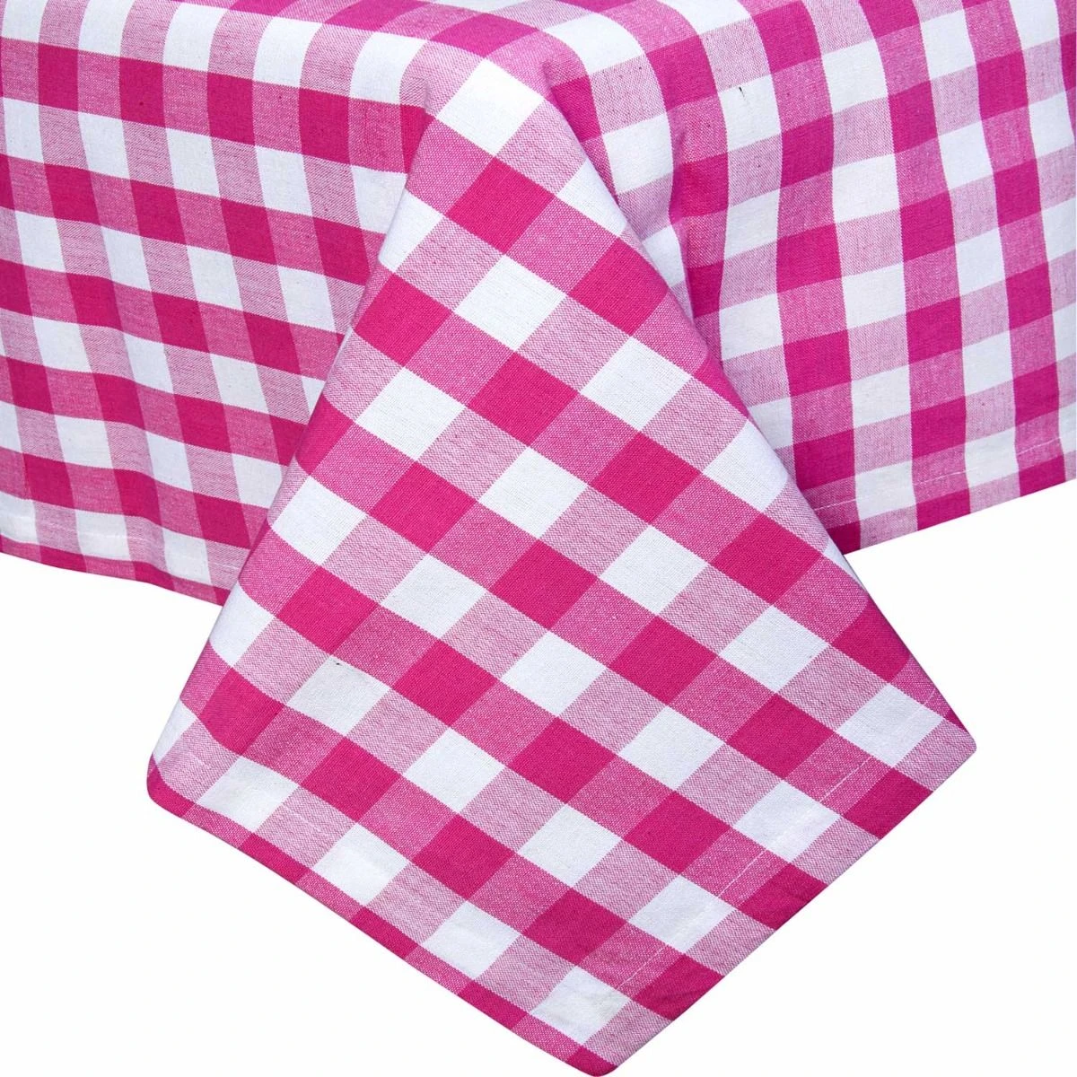 Pink Karierte Tischdecke Aus 100% Baumwolle 1 Pink Karierte Tischdecke Aus 100% Baumwolle