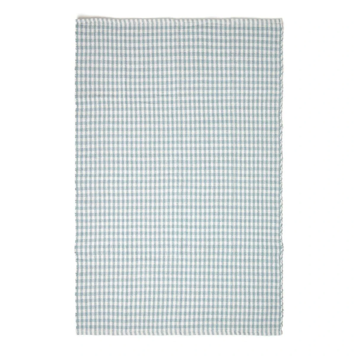 Blau-Weiß Karierter Handgewebter Teppich Aus Baumwolle 2 Blau-Weiß Karierter Handgewebter Teppich Aus Baumwolle – Bild 2