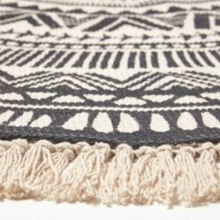 Runder Boho-Teppich Schwarz-weiß Mit Fransen 145 Cm 8 Runder Boho-Teppich Schwarz-weiß Mit Fransen 145 Cm -Homescapes Sale Haus ru1377 4