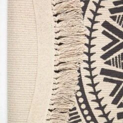 Runder Boho-Teppich Schwarz-weiß Mit Fransen 145 Cm 9 Runder Boho-Teppich Schwarz-weiß Mit Fransen 145 Cm -Homescapes Sale Haus ru1377 5