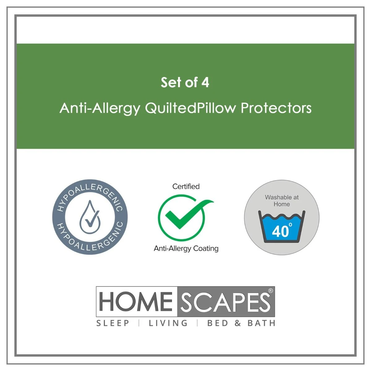 4er-Set Allergiker-Kissenschonbezüge 48 X 74 Cm Mit Hotelverschluss 2 4er-Set Allergiker-Kissenschonbezüge 48 X 74 Cm Mit Hotelverschluss – Bild 2