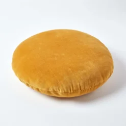 Samt Kissen, 40 Cm Rund, Senfgelb -Homescapes Sale Haus sf1202 03