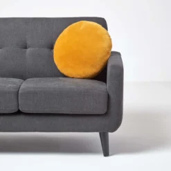 Samt Kissen, 40 Cm Rund, Senfgelb -Homescapes Sale Haus sf1202 04