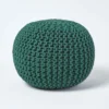 Runder Strickpouf 100% Baumwolle, Tannengrün